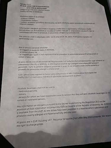 Opinii despre NOE Wine Bar & Restaurant în Volčja Draga - Gastronomija in gostinstvo