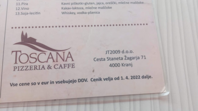 Opinii despre Picerija Toscana în Kranj - Gastronomija in gostinstvo