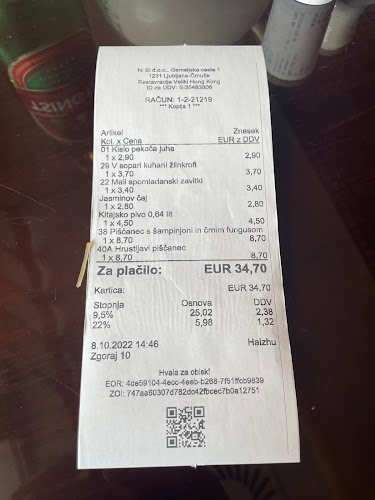 Azijska Restavracija 'Veliki Hong Kong'