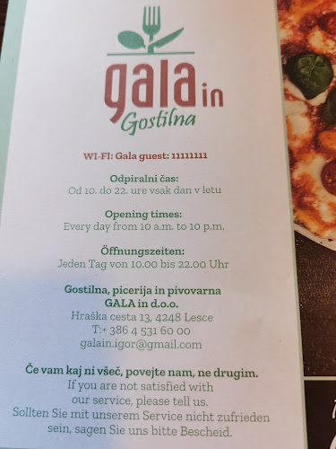 Gostilna, Picerija, Pivovarna - GALA IN