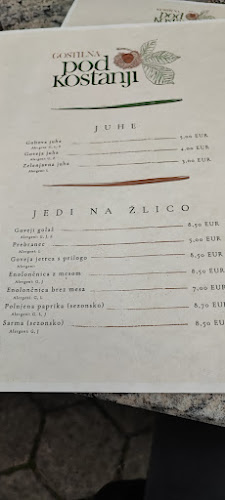 GOSTILNA POD KOSTANJI - Gastronomija in gostinstvo