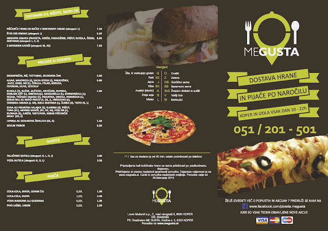Pizzeria Me Gusta, Dostava hrane na dom - Koper