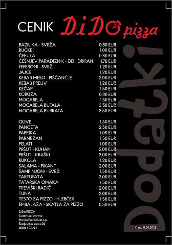 DiDo PIZZA, Gostinske storitve, Marina Frančeškin s.p.