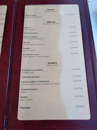 Opinii despre Gostilna Pri Konfinu în Kobarid - Gastronomija in gostinstvo