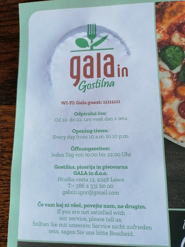 Gostilna, Picerija, Pivovarna - GALA IN - Gastronomija in gostinstvo