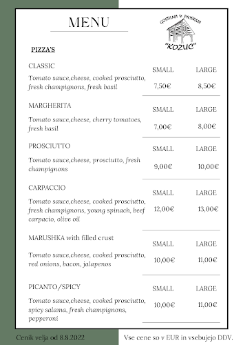 GOSTILNA IN PICERIJA KOZUC, Kristina Lesnik s.p. - Tržič