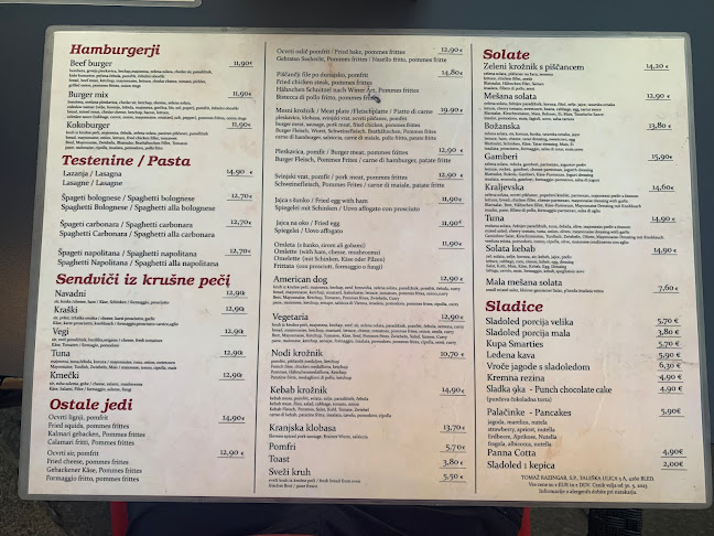 Opinii despre Restaurant & Pizzerija Briksen Bled în Bled - Gastronomija in gostinstvo