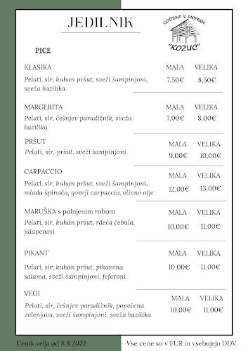 GOSTILNA IN PICERIJA KOZUC, Kristina Lesnik s.p. - Gastronomija in gostinstvo