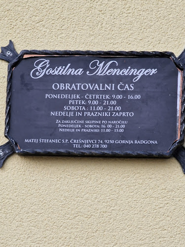 Gostilna Mencinger, Matej Štefanec, s.p. - Gornja Radgona