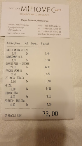 Opinii despre Gostilna Mihovec în Medvode - Gastronomija in gostinstvo