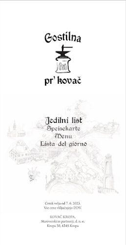 Gostilna Pr' Kovač - Gastronomija in gostinstvo