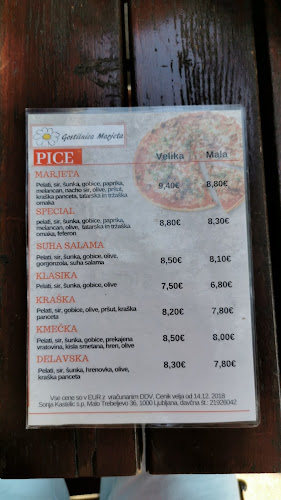 Opinii despre Gostilnica in picerija Marjeta în Ljubljana - Gastronomija in gostinstvo
