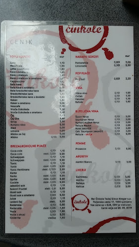 Opinii despre Bar Činkole în Ljubljana - Gastronomija in gostinstvo